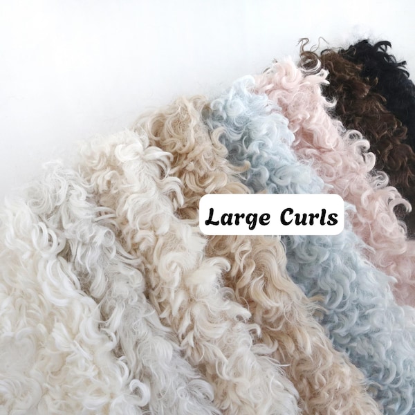 Large Curls Curly Faux Fur for Crafts, Doll Puppet Hair, Teddy Bear Plush, Stuffed Animal B30