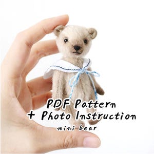 Patrón de costura de mini oso con instrucciones, patrón digital en PDF de oso de peluche de artista.