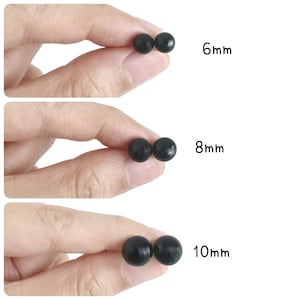 5pairs Black Glass Eyes on Loop Mohair Teddy Bear Crochet Animals Glass Eyes with Wire 3mm 4mm 5mm 6mm 8mm 10mm 12mm 14mm image 3