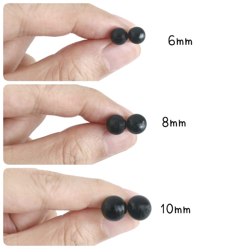 5pairs Black Glass Eyes on Loop Mohair Teddy Bear Crochet Animals Glass Eyes with Wire 3mm 4mm 5mm 6mm 8mm 10mm 12mm 14mm image 3