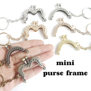 3pcs Mini purse frame with key chain Small coin purse frame Doll purse frame kiss lock frame Small Clutch Purse Frame Teddy bear purse frame