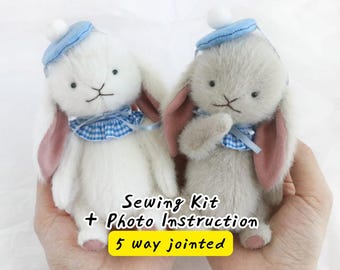 Teddy-Kaninchen-Nähset, gegliedertes gefülltes Kaninchen-Bastelset, DIY-Kaninchen-Nähset