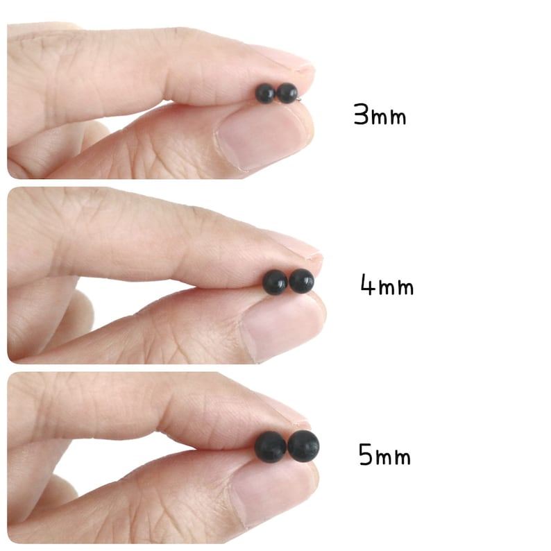 5pairs Black Glass Eyes on Loop Mohair Teddy Bear Crochet Animals Glass Eyes with Wire 3mm 4mm 5mm 6mm 8mm 10mm 12mm 14mm image 2