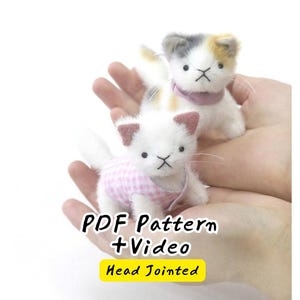 Cat Sewing Pattern with Instruction, Stuffed Cat Kitty PDF Patterns, Mini Plush Sewing Project