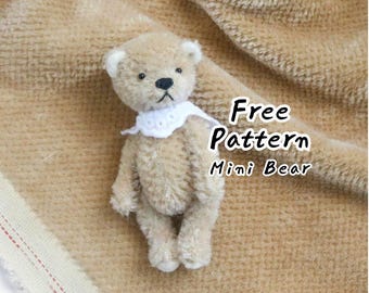 Platform Fee Only - FREE mini bear sewing pattern artist teddy bear PDF miniature mohair bear TeddySuppliesHK