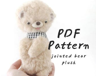 beiginner teddy bear sewing pattern joint bear PDF pattern to sew bear plush plushie making pattern instant download