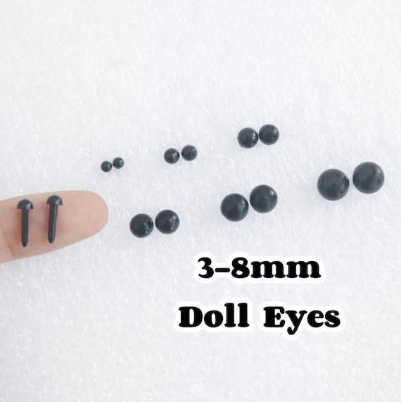 50pcs Tiny Doll Eyes for Crafts Stuffed Animals Crochet Wool Felt Amigurumi 3mm 4mm 5mm 6mm 7mm 8mm