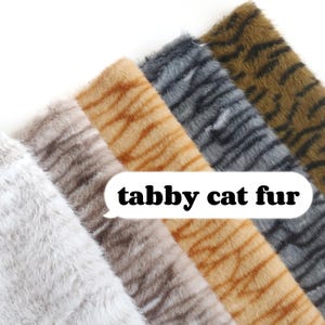 Tabby print faux fur Grey tabby fur fabric Realistic cat pattern fur fabric Cat fursuit fabric for stuffed animal fur Cat fake fur B18
