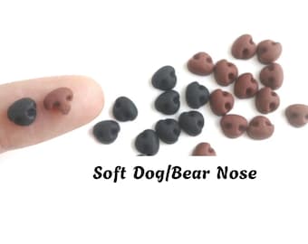 5pcs Soft Mini Dog Nose for Crafts, Felted Animals, Armigurumi, Teddy Bear Noses 4mm 6mm