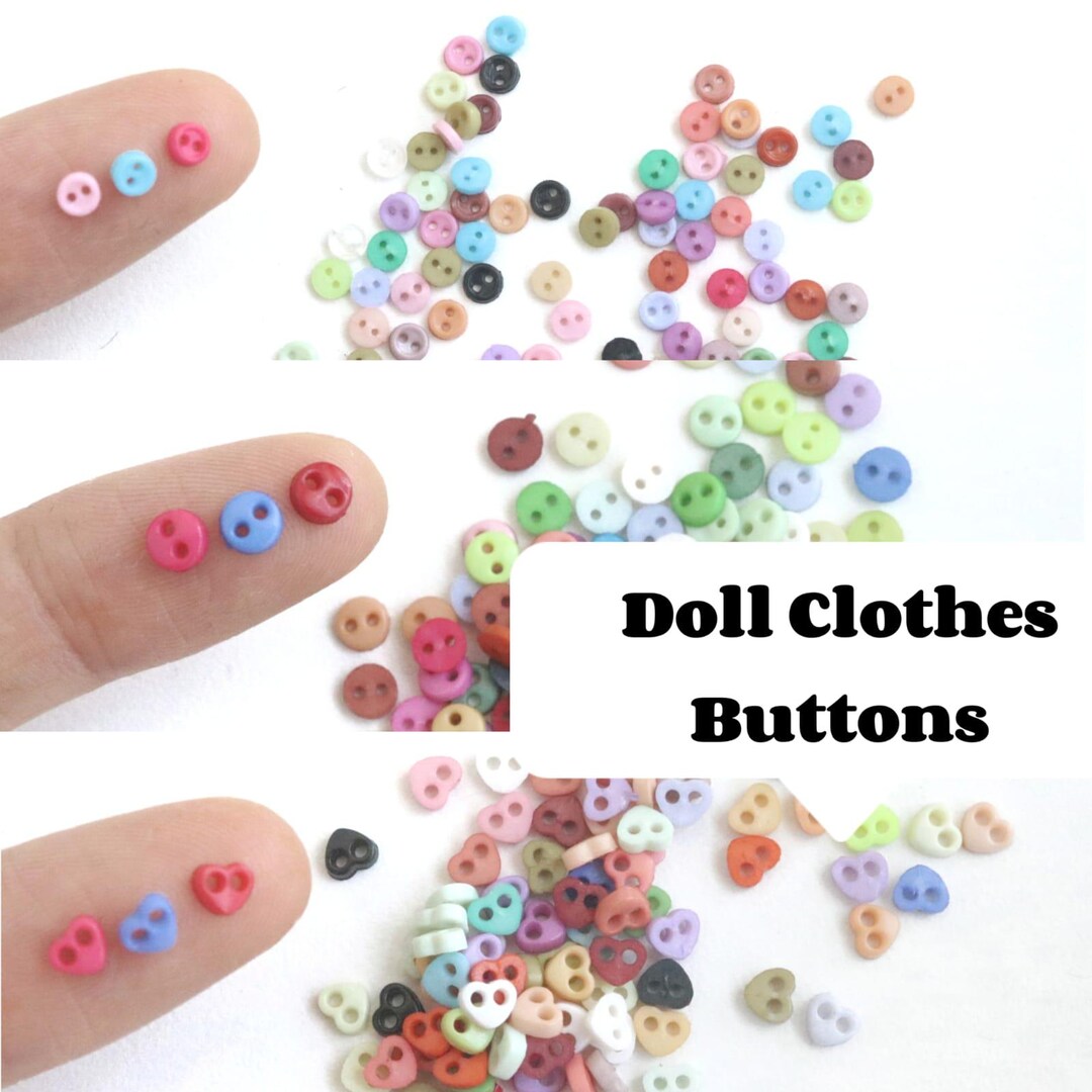 3mm 4mm Tiny Doll Clothes Buttons Heart Shape Tiny Buttons Miniature ...