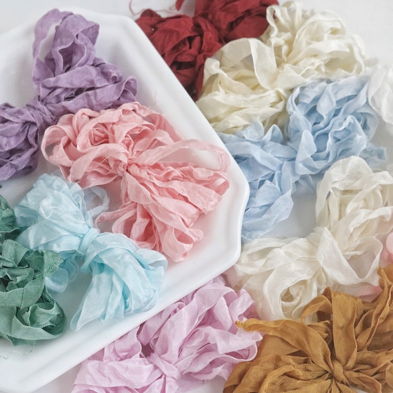 3yards-hand crinkled ribbon seam binding crushed ribbon vintage wrinkled ribbon wedding ribbon inviation card ribbon for teddy bear