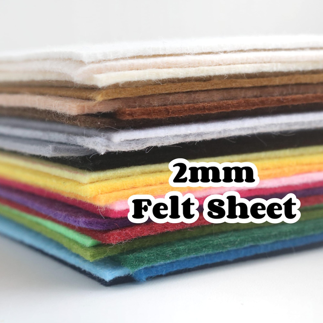 2mm Thick Felt Sheet Hard Solid Sheets of Felt for Crafts Medium Stiff ...