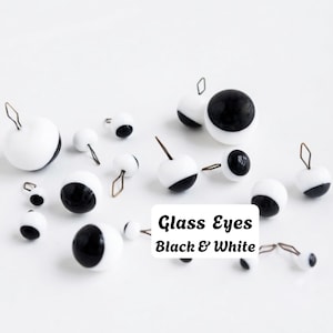 5 pares de ojos de cristal saltones, blancos y negros, para ositos de peluche, con argolla, de 3 mm, 4 mm, 5 mm, 6 mm, 8 mm, 10 mm, 12 mm y 14 mm.