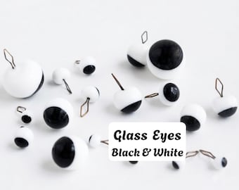 5pairs Googly Glass Eyes Black & White Glass Teddy Bear Eyes On Loop 3mm 4mm 5mm 6mm 8mm 10mm 12mm 14mm