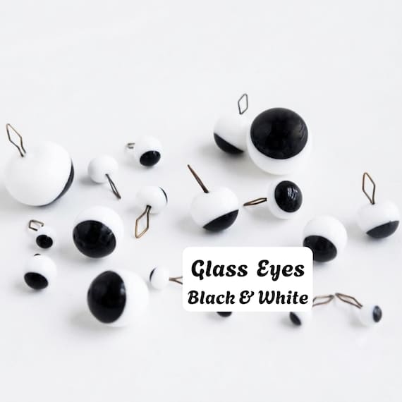 5pairs Googly Glass Eyes Black & White Glass Teddy Bear Eyes On Loop 3mm 4mm 5mm 6mm 8mm 10mm 12mm 14mm