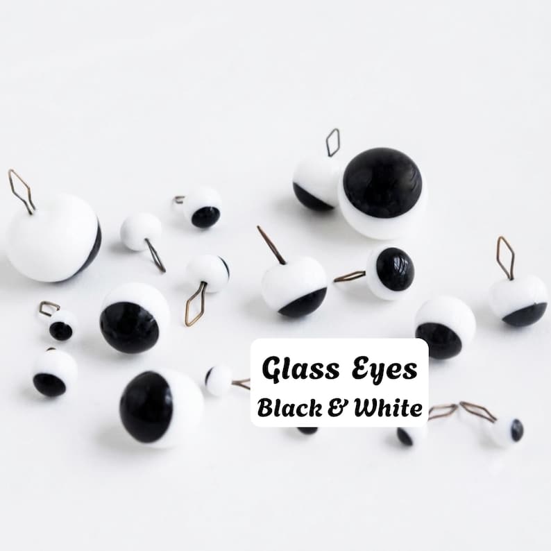 5pairs Googly Glass Eyes Black & White Glass Teddy Bear Eyes On Loop 3mm 4mm 5mm 6mm 8mm 10mm 12mm 14mm image 1