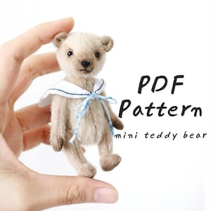 Mini bear sewing pattern Artist teddy bear sewing pattern PDF Miniature bear sewing pattern Stuffed bear sewing pattern