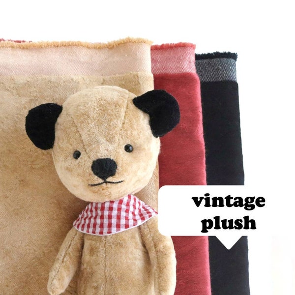 Tissu vintage en coton avec ours en peluche, peluche vintage en viscose, ours en peluche, fabrication de fournitures pour artiste, fourrure d'ours en peluche, tissu animal antique A24