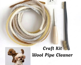 Wool Pipe Cleaner Craft Kit Set with Tools, Poodle Pipe Cleaner Animal DIY Kit, teddysupplieshk