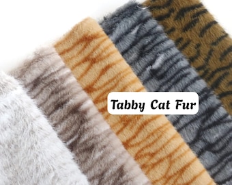 Tabby Print Faux Fur Tiger Cat Pattern Fur Fabric For Fursuit Cosplay Stuffed Animals B18