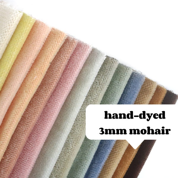 hand-dyed 3mm bear mohair fabric short pile sparse mohair mini bear mohair fabric for miniature teddy bear making mohair fur micro fur A53