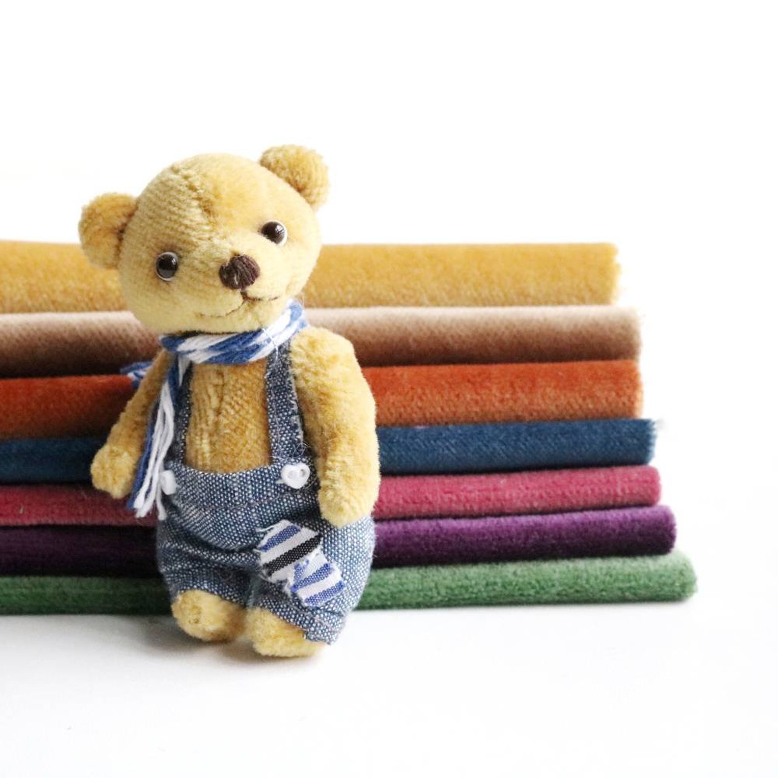 Teddy bear velvet fabric on cotton base vintage bear fabric Etsy