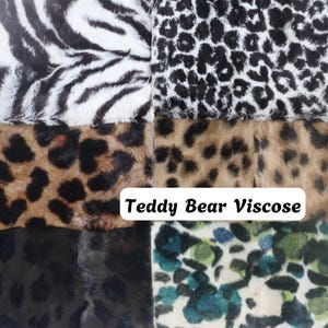 Animal Print Viscose Fabric for Teddy Bear Making, Leopard Zebra Cotton Viscose Fur A57
