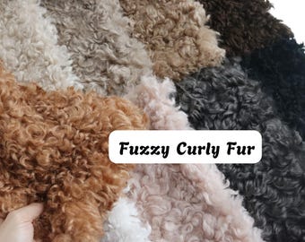 Quality Curly Faux Fur Fuzzy Teddy Bear Fabric For Stuffed Animal Doll Hair B22