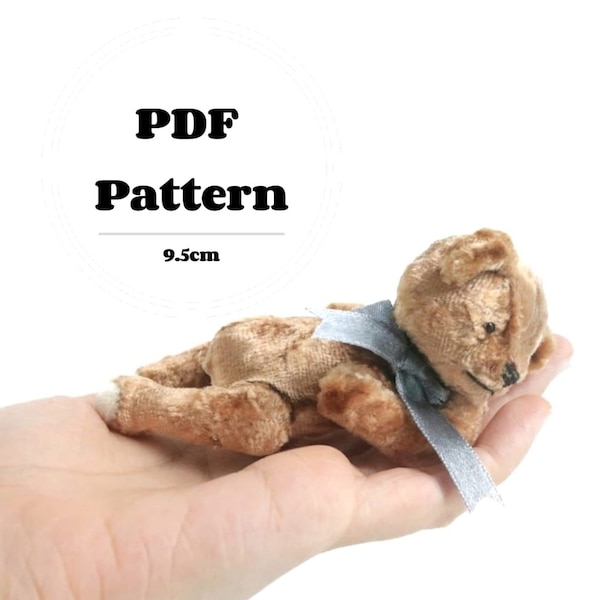 lay down bear sewing pattern mini bear pattern to sew artist teddy bear pattern PDF instant download