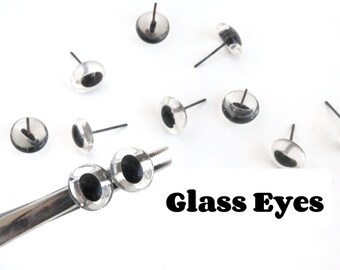 Yeux de chat en verre 11 mm, mouton, agneau, ours en peluche, yeux de verre sur fil