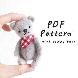 mini teddy bear sewing pattern artist teddy bear pattern miniature teddy bear pattern to sew PDF download jointed bear sewing pattern