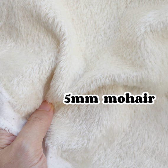 5 mm テディベア モヘア生地 1ヤードあたり ホワイト モヘア生地