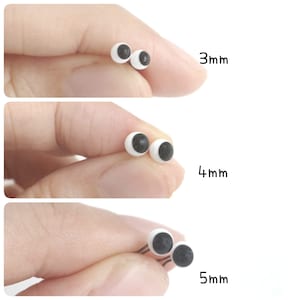 5pairs Googly Glass Eyes Black & White Glass Teddy Bear Eyes On Loop 3mm 4mm 5mm 6mm 8mm 10mm 12mm 14mm image 2