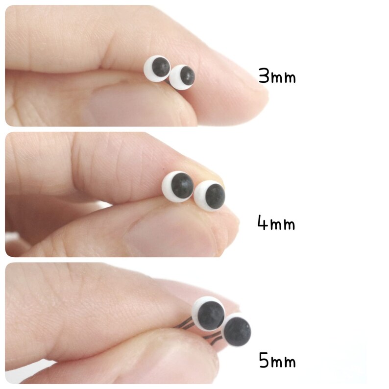 5pairs Googly Glass Eyes Black & White Glass Teddy Bear Eyes On Loop 3mm 4mm 5mm 6mm 8mm 10mm 12mm 14mm image 2