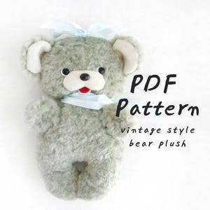 vintage bear sewing pattern simple bear plushie craft pattern for teddy bear plushy stuffed animal stuffed bear sewing pattern PDF