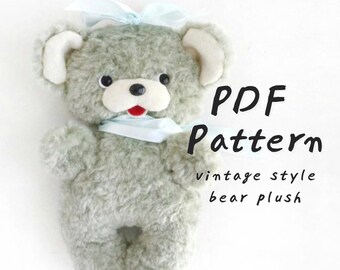 vintage bear sewing pattern simple bear plushie craft pattern for teddy bear plushy stuffed animal stuffed bear sewing pattern PDF