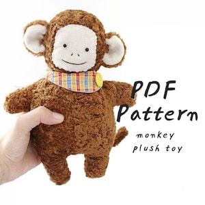 monkey sewing pattern DIY monkey plush toy pattern monkey stuffed animal sewing pattern PDF