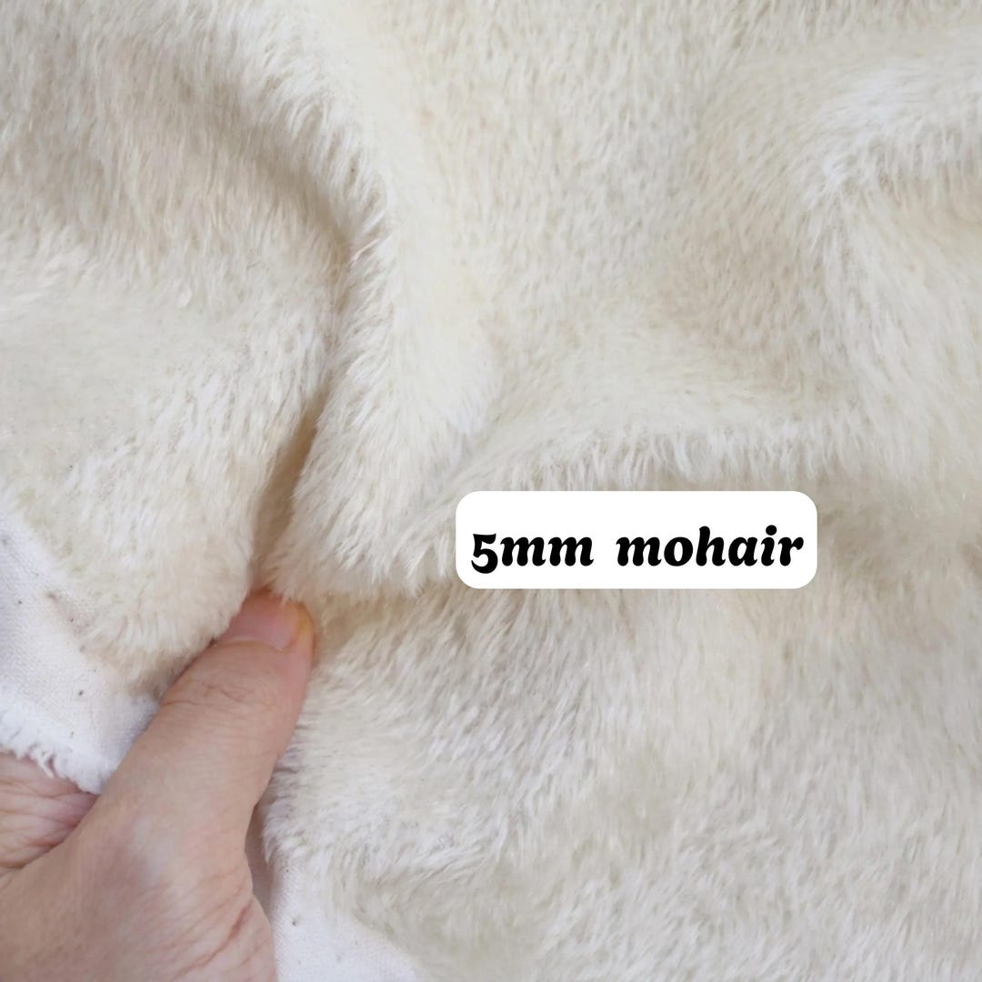 5mm テディベア用モヘア生地、ホワイトミニベア作り用モヘア A59