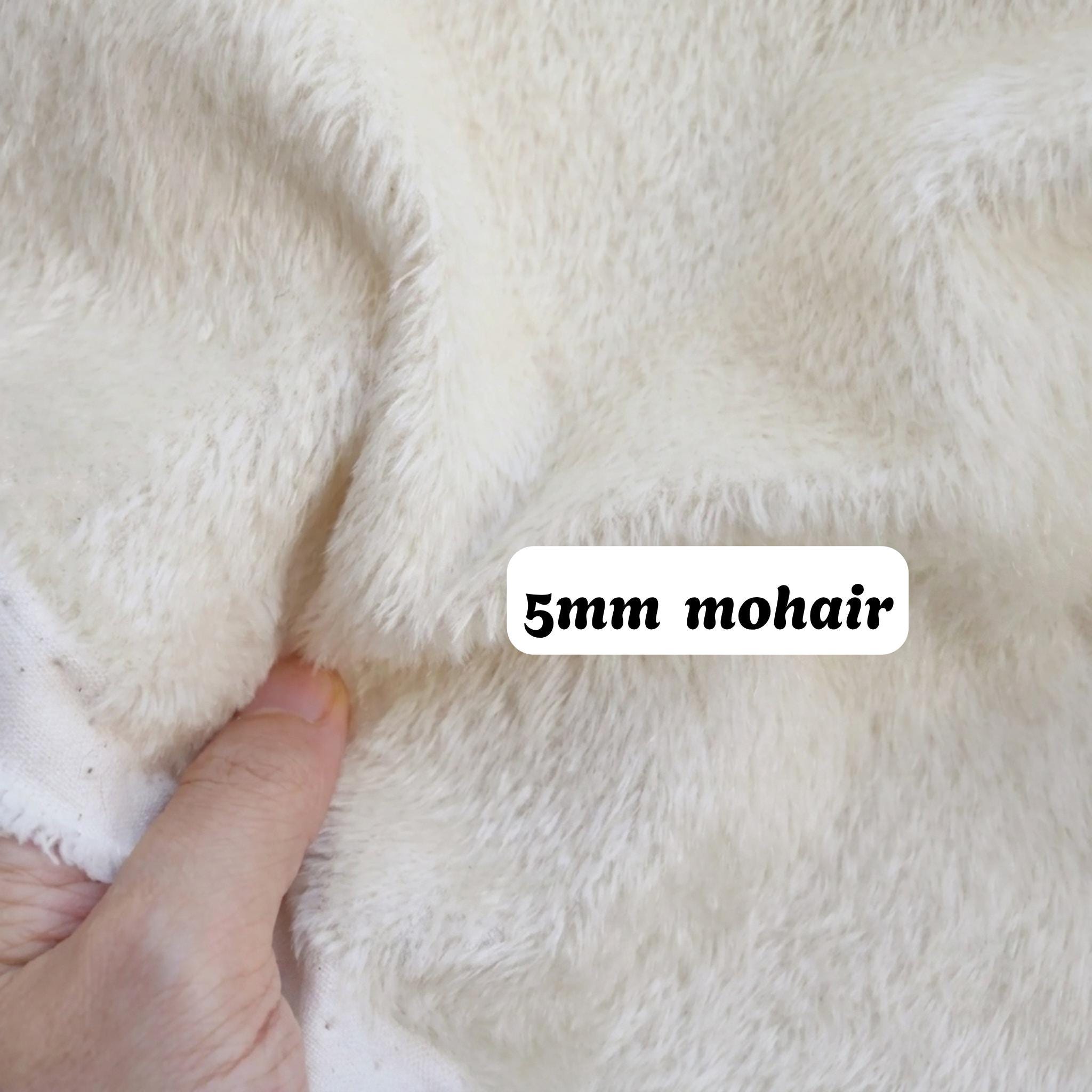 5mm テディベア用モヘア生地、ホワイトミニベア作り用モヘア A59