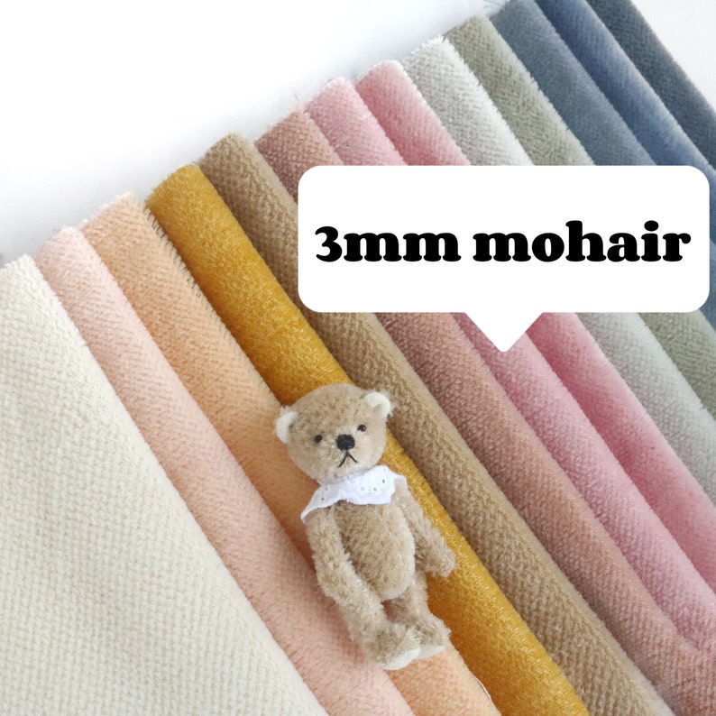 Handdyed Mini Bear Mohair Fabric 3mm Short Pile Sparse Mohair