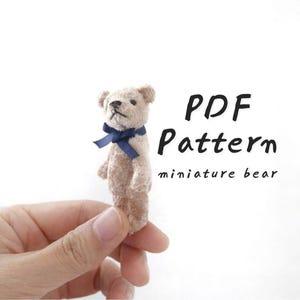 miniature bear pattern to sew tiny teddy bear sewing pattern mini bear pdf pattern miniature stuffed bear pattern instant download
