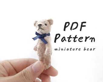 miniature bear pattern to sew tiny teddy bear sewing pattern mini bear pdf pattern miniature stuffed bear pattern instant download