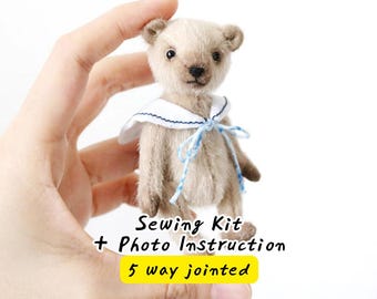 Mini Bär Nähen Kit, Künstler Teddy Bär Craft Kit DIY Miniatur Bär Kits mit Anleitung (Nähanleitung).