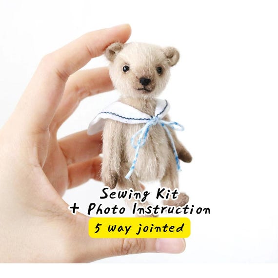 Mini Bear Sewing Kit,  Artist Teddy Bear Craft Kit DIY Miniature Bear Kits with Instruction