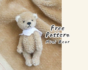 Solo commissioni di piattaforma - Modello di cucito per mini orsetto GRATUITO, orsetto di peluche in miniatura in mohair, TeddySuppliesHK