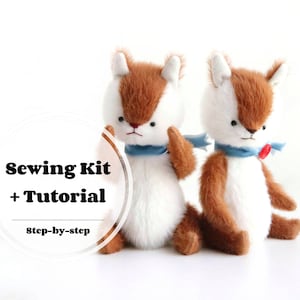 Kit-teddy squirrel sewing kit step-by-step tutorial with pattern miniature artist teddy bear sewing DIY kit