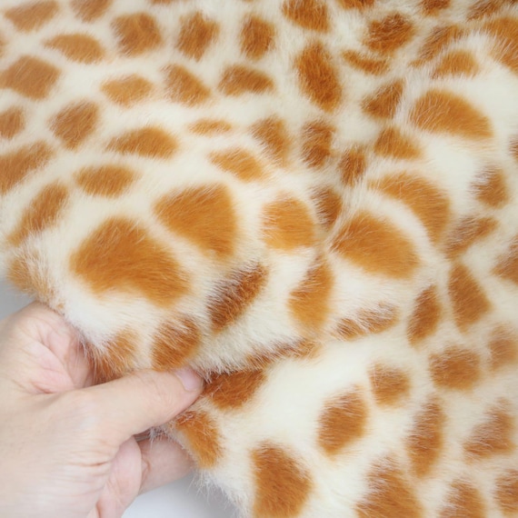 キリン柄フェイクファー キリン柄ファー生地 キリン斑点ファー