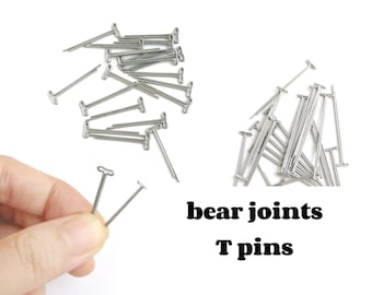 50pcs-teddy bear joints T pins head cotter pins mini bear joint miniature bear joints tiny T shape pins miniature plush joint