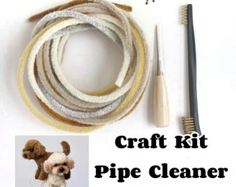 pipe cleaner craft kit set poodle pipe cleaner DIY kit wool dense pipe cleaner 6mm wire chenille stems glass eyes
