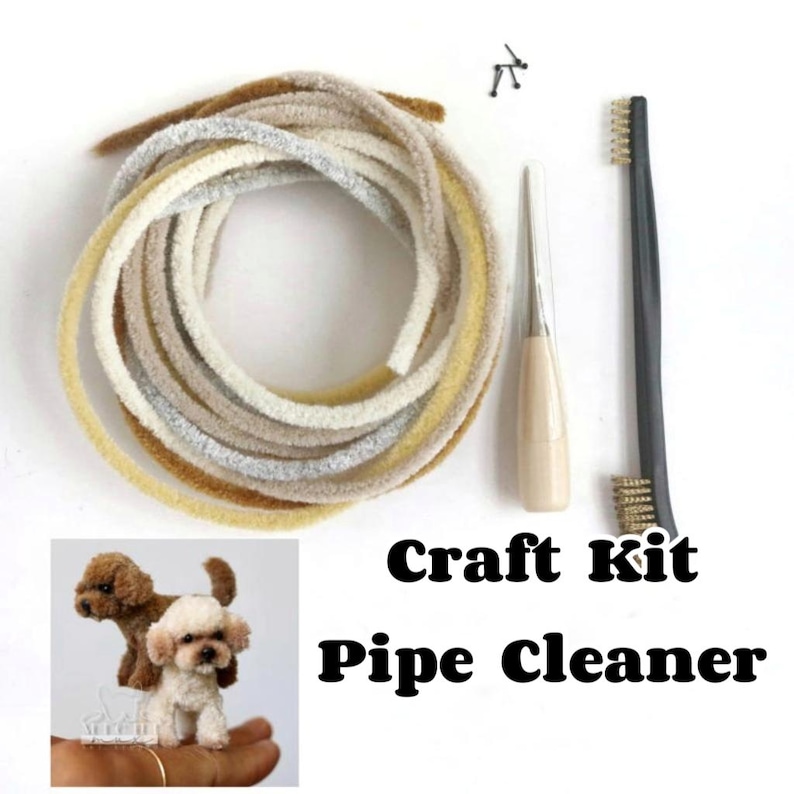 pipe cleaner craft kit set poodle pipe cleaner DIY kit wool dense pipe cleaner 6mm wire chenille stems glass eyes image 1